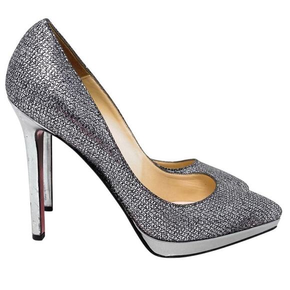 CHRISTIAN LOUBOUTIN FILO 120 GLITTER SPECCHIO PUMPS SIZE 38 US 7 - Picture 1 of 13